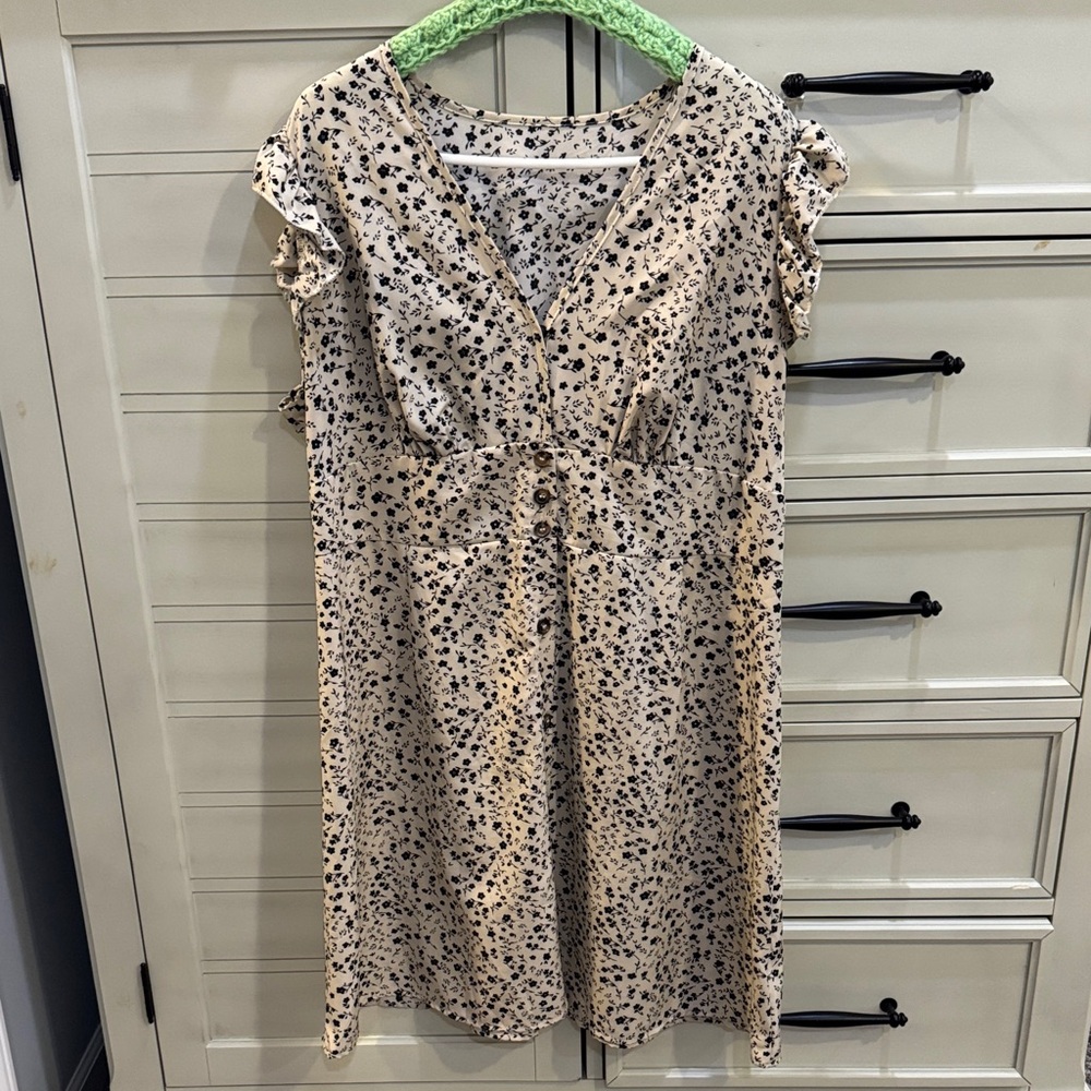 SHEIN Black Floral Midi Dress